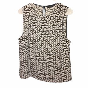 Zara Woman Geometric Print Sleeveless Blouse Med
